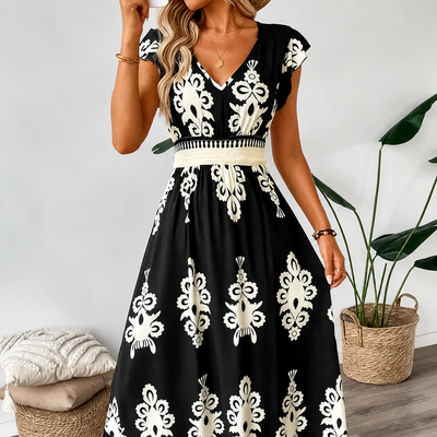 Osyrel - Printed Midi Dress - Black