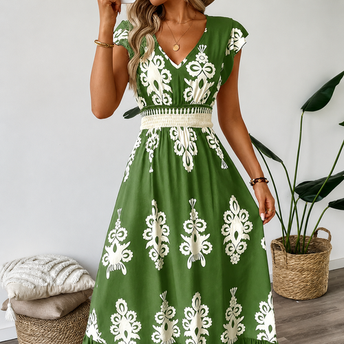 Osyrel - Printed Midi Dress - Green