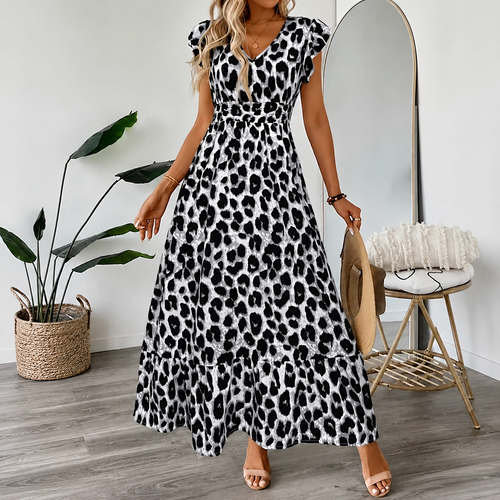 Osyrel - Printed Midi Dress - White Leopard