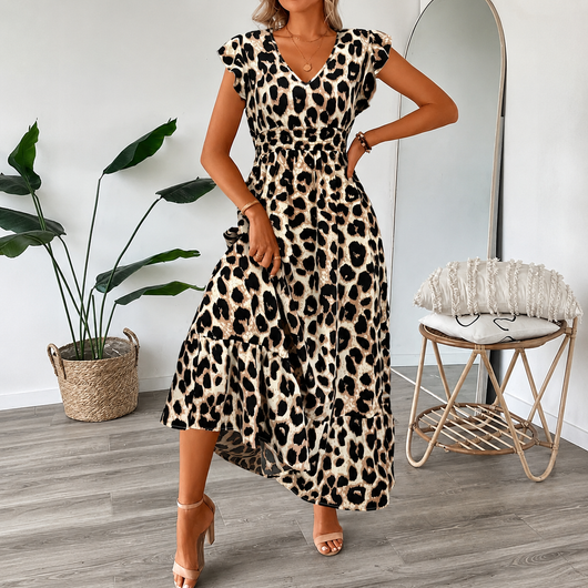 Osyrel - Printed Midi Dress - Leopard