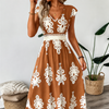 Osyrel - Printed Midi Dress - Brown