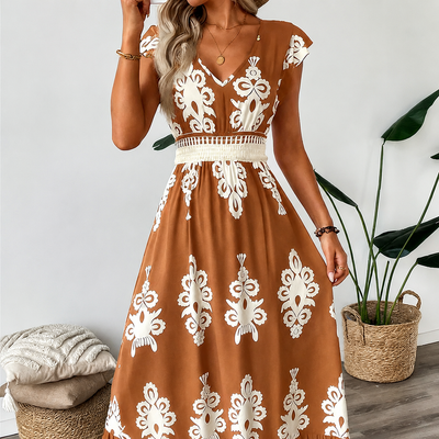 Osyrel - Printed Midi Dress - Brown