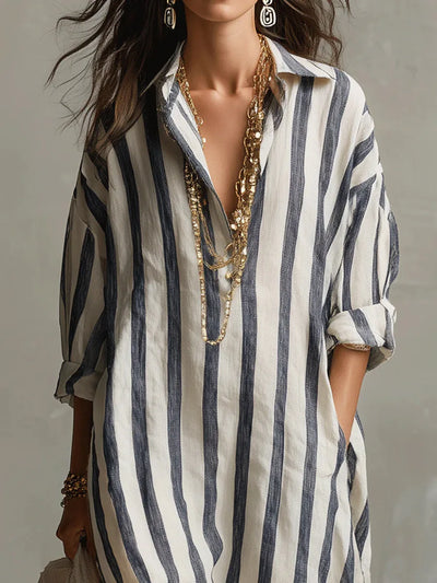 Pepa | Long Shirt Dress - Blue