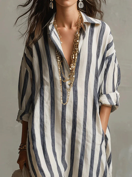 Pepa | Long Shirt Dress - Blue