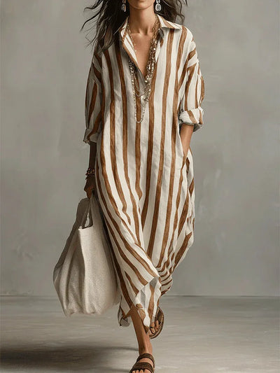 Pepa | Long Shirt Dress - Light Brown