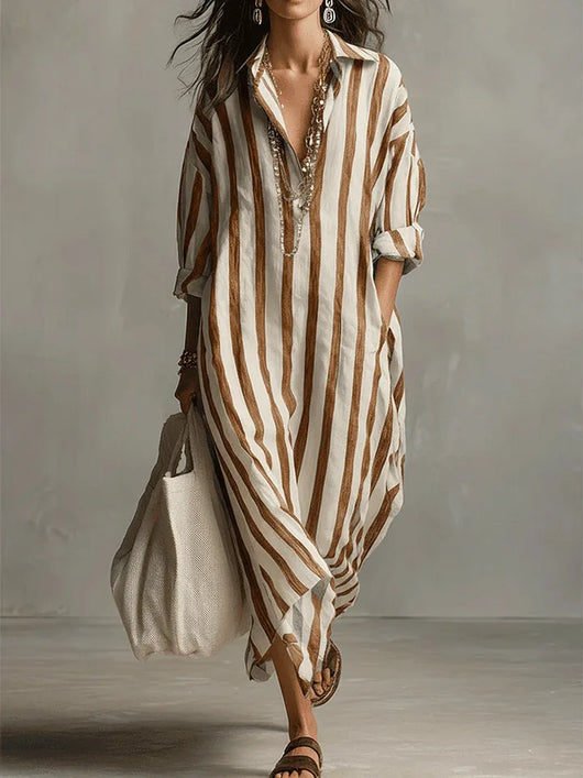 Pepa | Long Shirt Dress - Light Brown