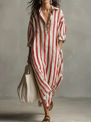 Pepa | Long Shirt Dress - Red