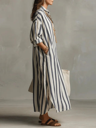 Pepa | Long Shirt Dress - Blue
