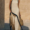 Julianna Set | Women’s Sleeveless Asymmetric Tunic Top & Wide Leg Pants Set - Beige