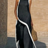 Julianna Set | Women’s Sleeveless Asymmetric Tunic Top & Wide Leg Pants Set - Negro