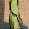 Julianna Set | Women’s Sleeveless Asymmetric Tunic Top & Wide Leg Pants Set - Avocado